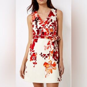 Karen Millen Red / Ivory Floral  Dress 6